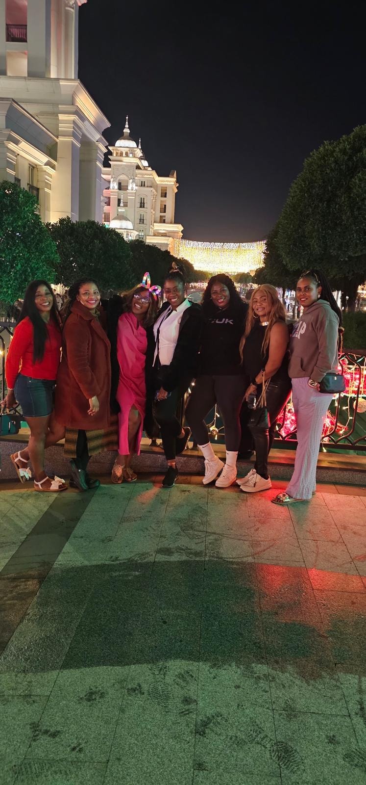 Group of friends celebrating together on a New Year city break